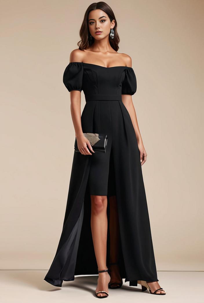 elegant chiffon high low off the shoulder bridesmaid dress 112616