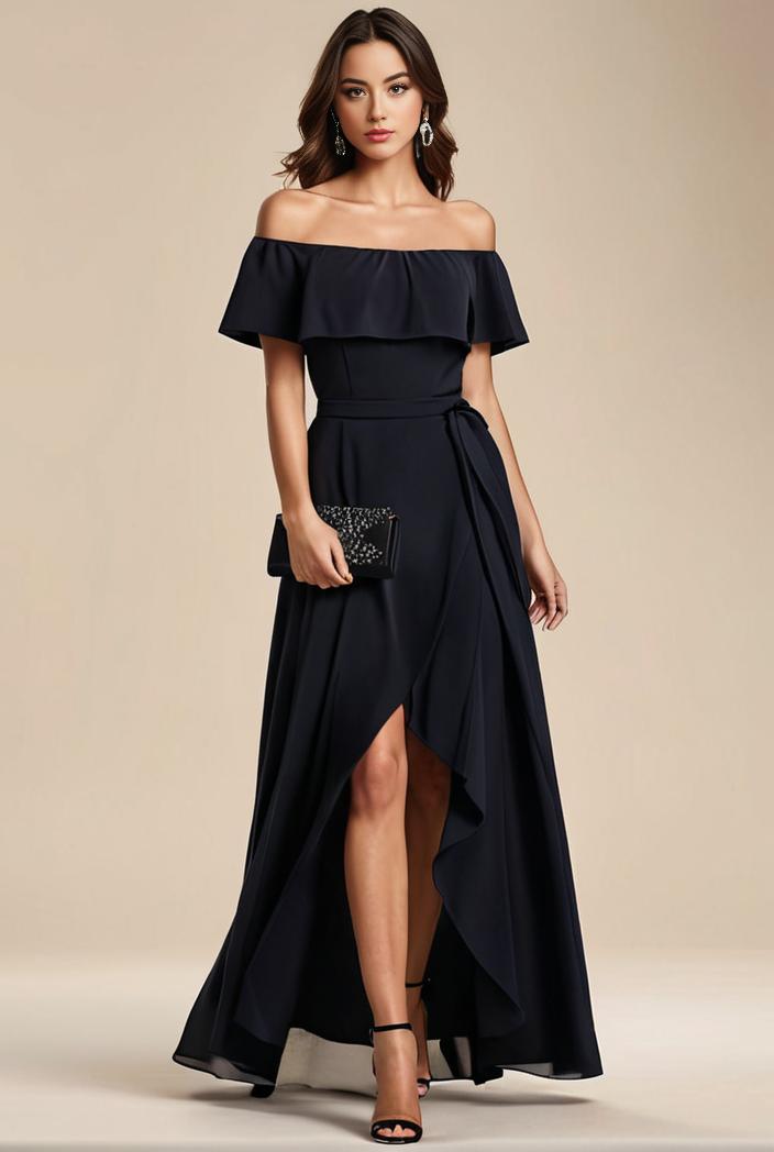 elegant chiffon high low off the shoulder bridesmaid dress 112617