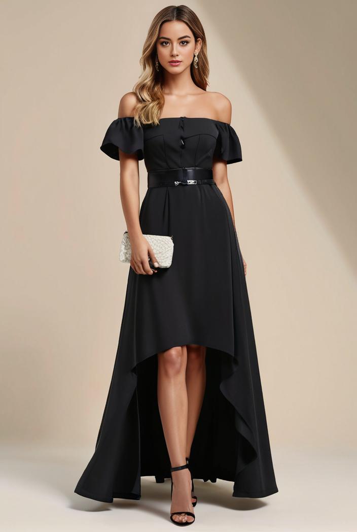 elegant chiffon high low off the shoulder bridesmaid dress 112618