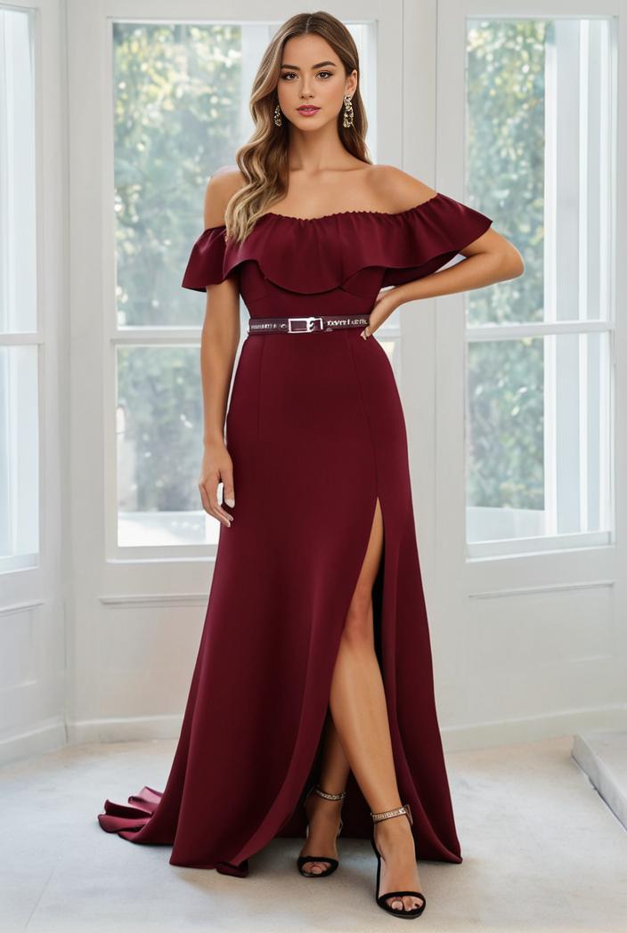 elegant chiffon high low off the shoulder bridesmaid dress 112626