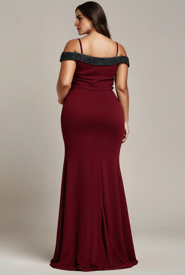 stylish plus size bodycon deep v neck sequin evening dress 100332