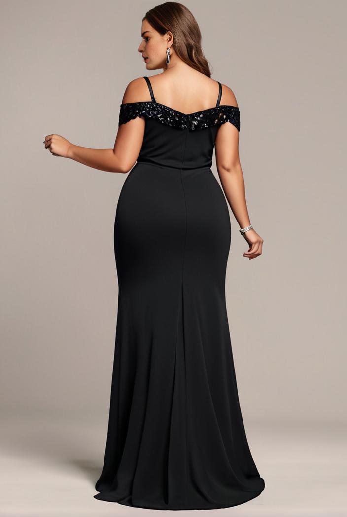 stylish plus size bodycon deep v neck sequin evening dress 100374
