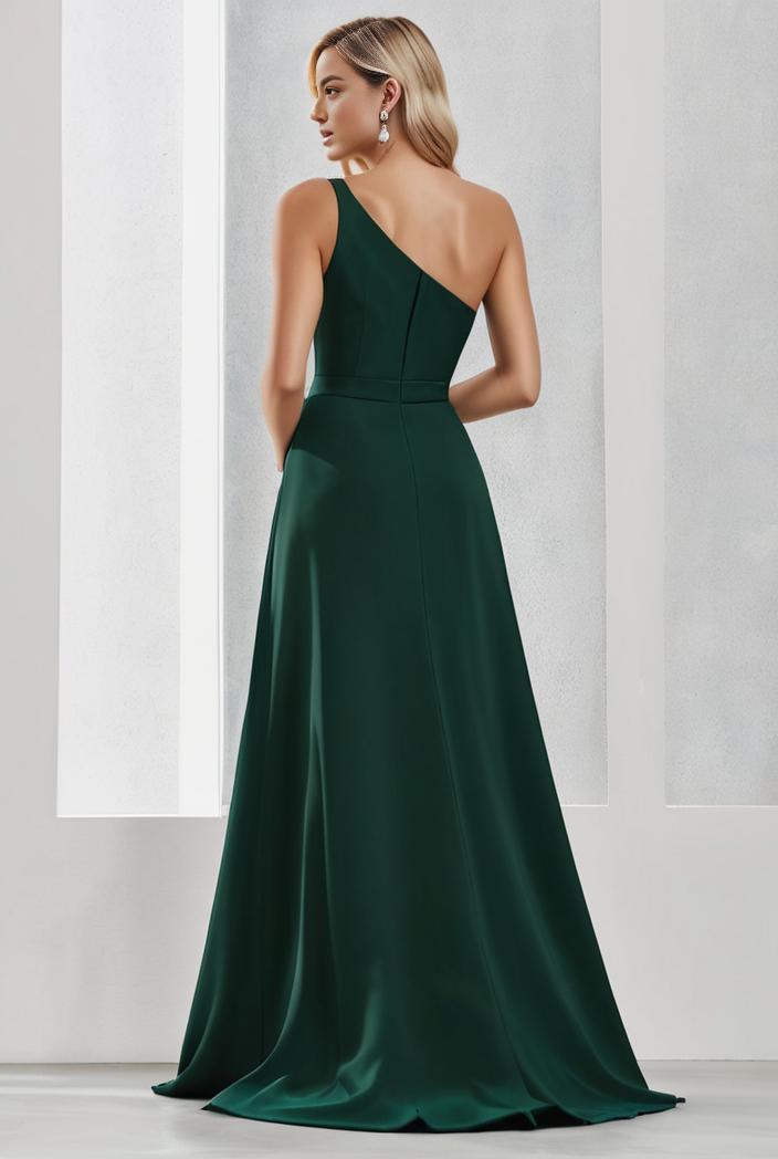 flowy chiffon one shoulder with three straps bridesmaid dress 115396