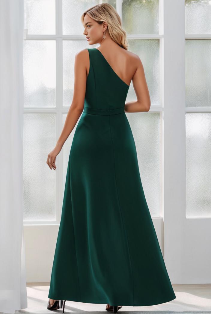 flowy chiffon one shoulder with three straps bridesmaid dress 115397