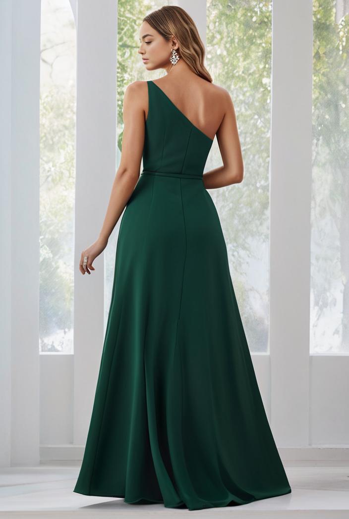 flowy chiffon one shoulder with three straps bridesmaid dress 115398