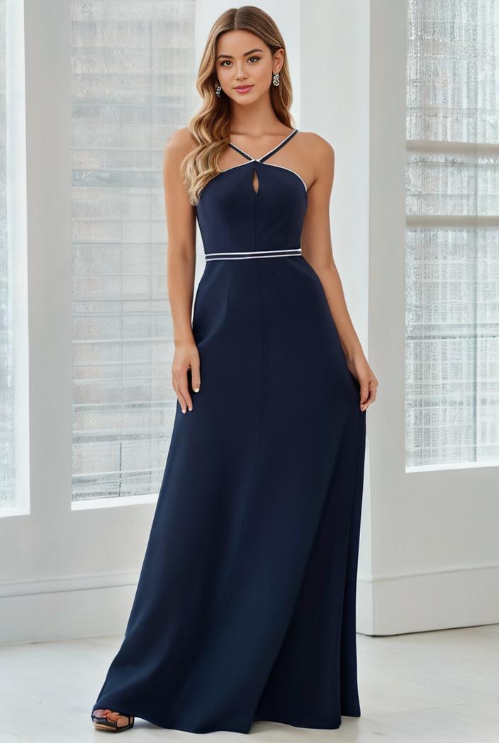 flowy chiffon one shoulder with three straps bridesmaid dress 115418