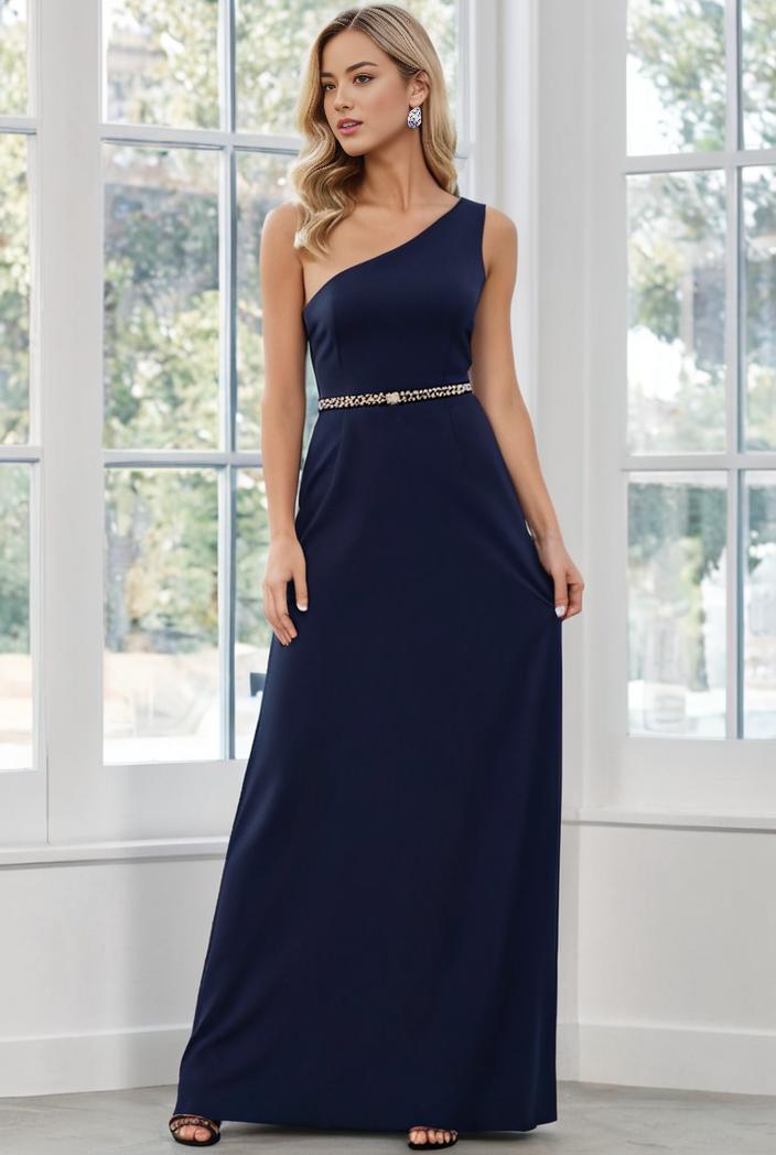 flowy chiffon one shoulder with three straps bridesmaid dress 115419