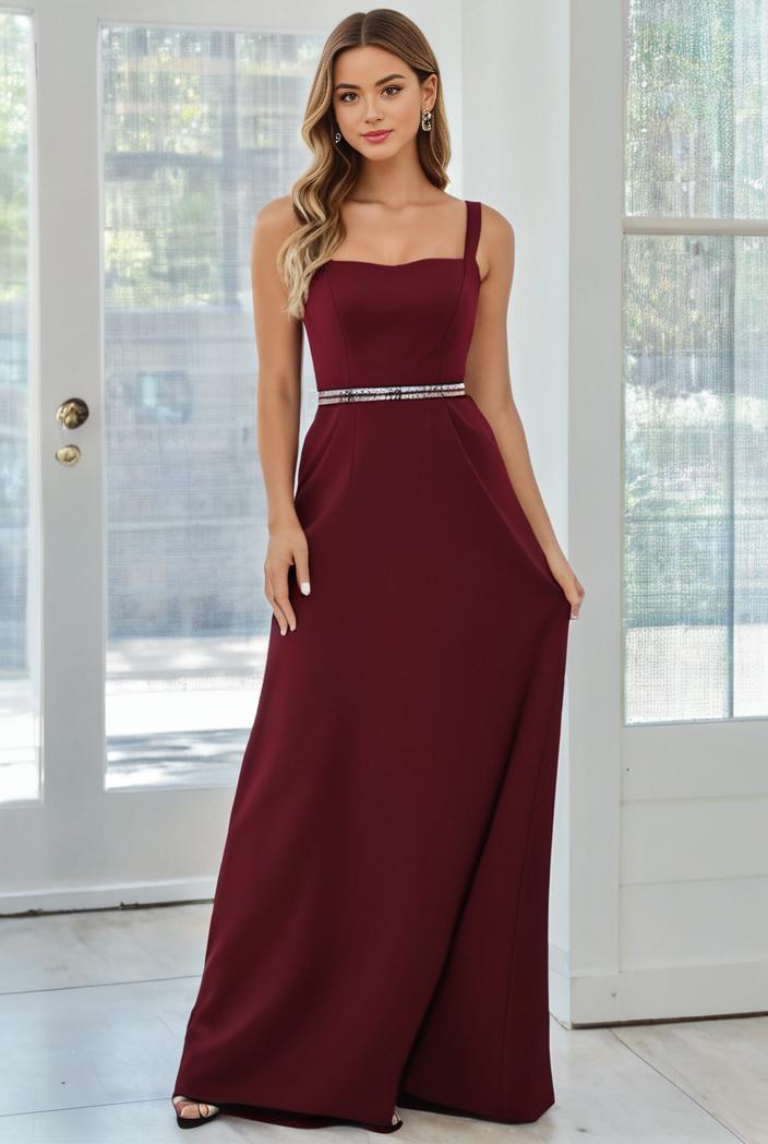 flowy chiffon one shoulder with three straps bridesmaid dress 115426