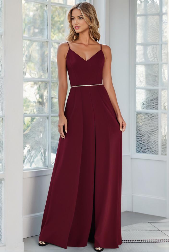 flowy chiffon one shoulder with three straps bridesmaid dress 115427