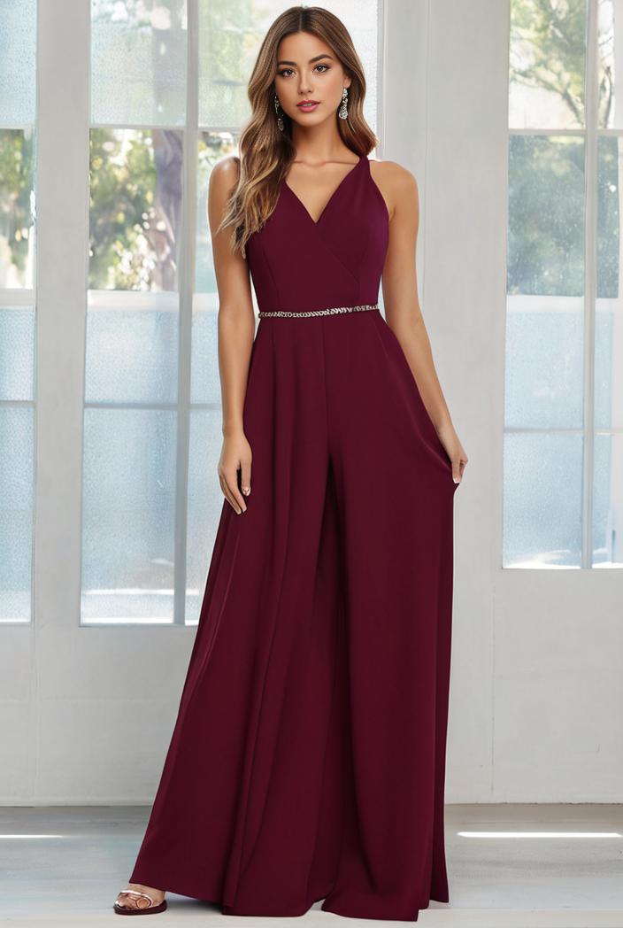 flowy chiffon one shoulder with three straps bridesmaid dress 115431