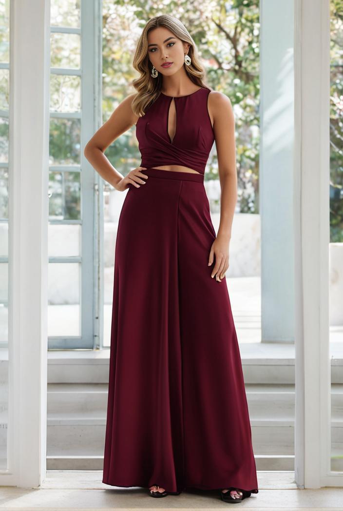 flowy chiffon one shoulder with three straps bridesmaid dress 115440