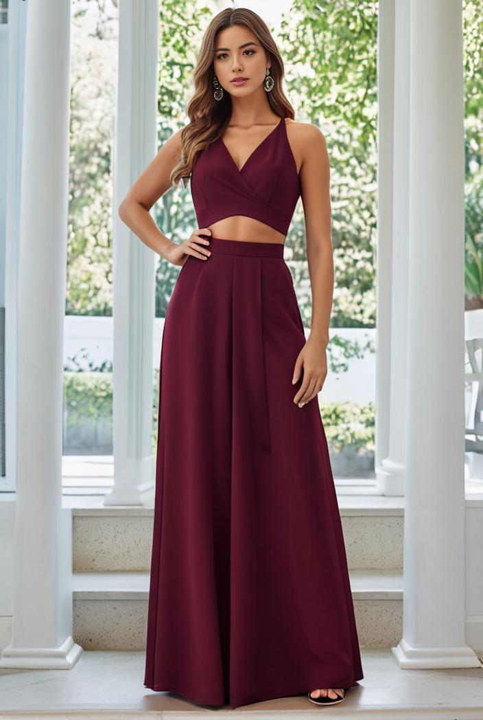 flowy chiffon one shoulder with three straps bridesmaid dress 115446