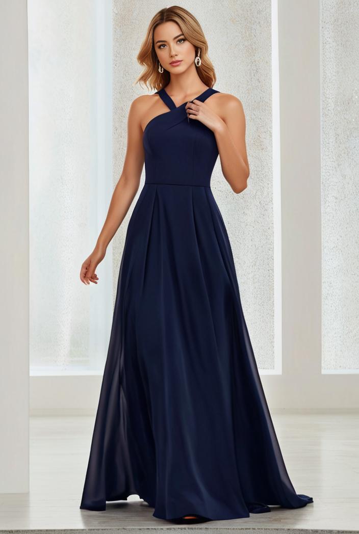 flowy chiffon one shoulder with three straps bridesmaid dress 115449