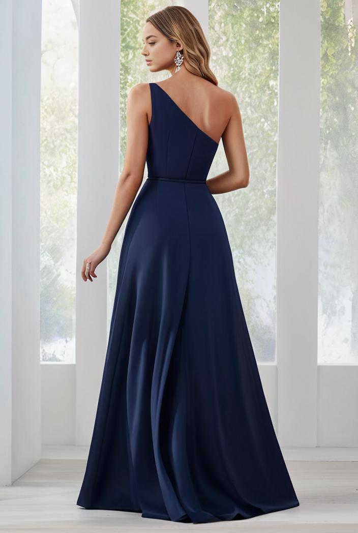 flowy chiffon one shoulder with three straps bridesmaid dress 115454