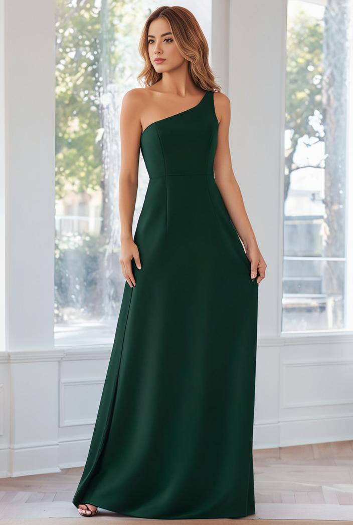 flowy chiffon one shoulder with three straps bridesmaid dress 115463