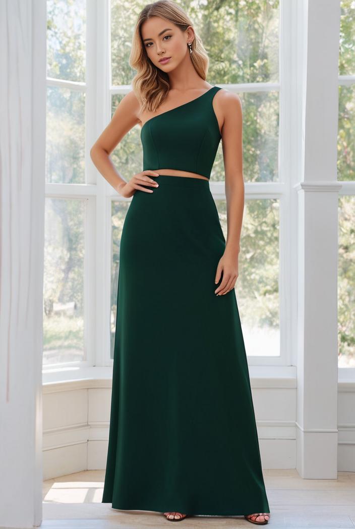 flowy chiffon one shoulder with three straps bridesmaid dress 115469