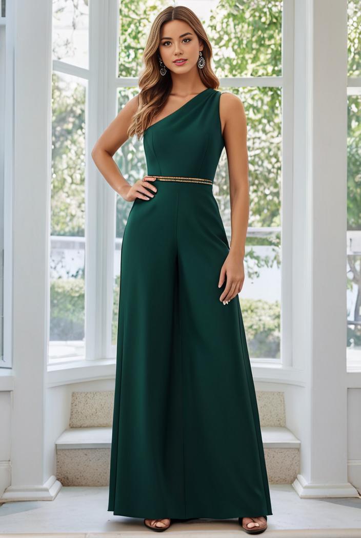 flowy chiffon one shoulder with three straps bridesmaid dress 115470