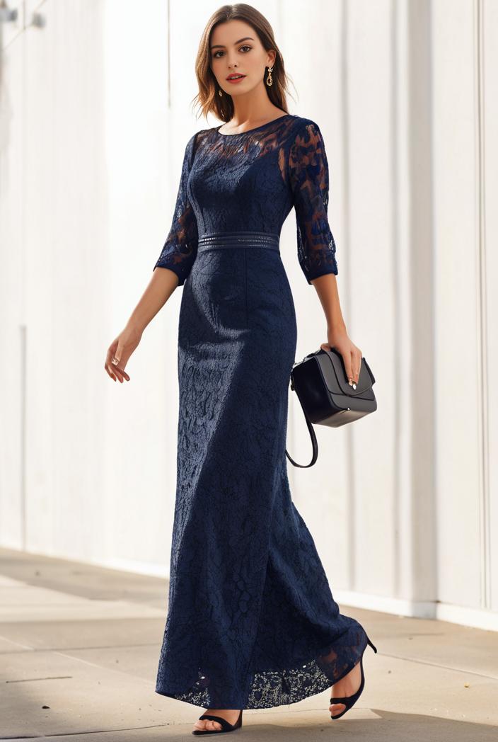 3 4 sleeve bodycon plunging back sequin evening dress 103097