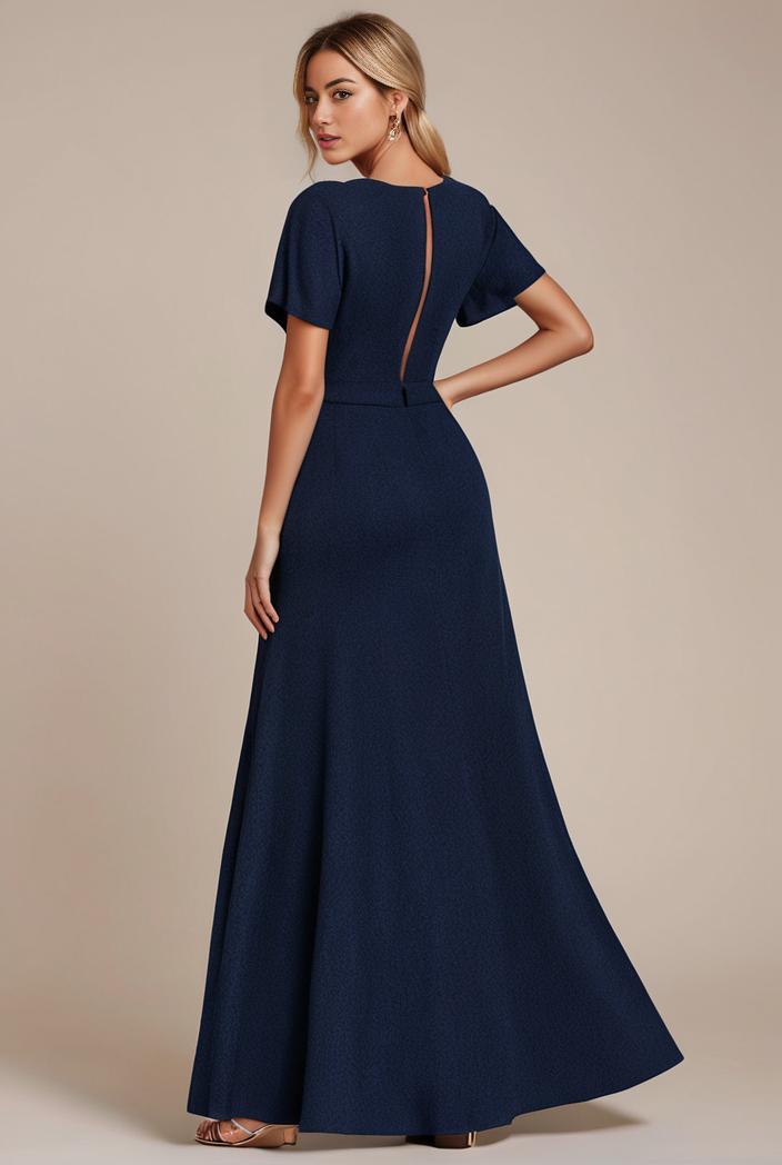 glitter high low front side slit ruffled v neck evening dress 115637