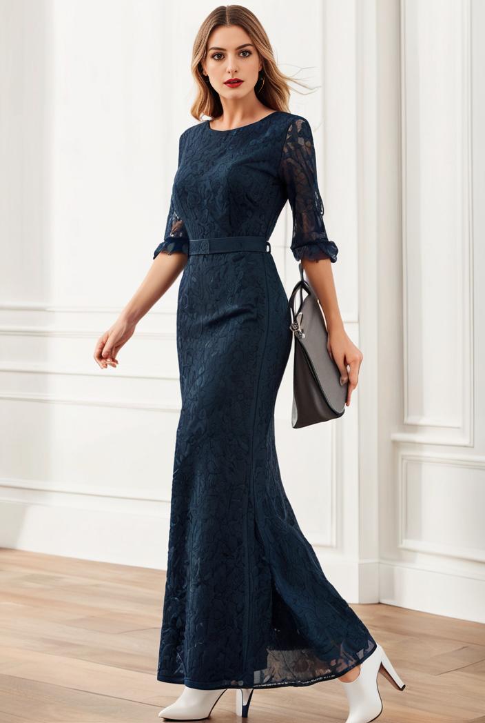 3 4 sleeve bodycon plunging back sequin evening dress 103102