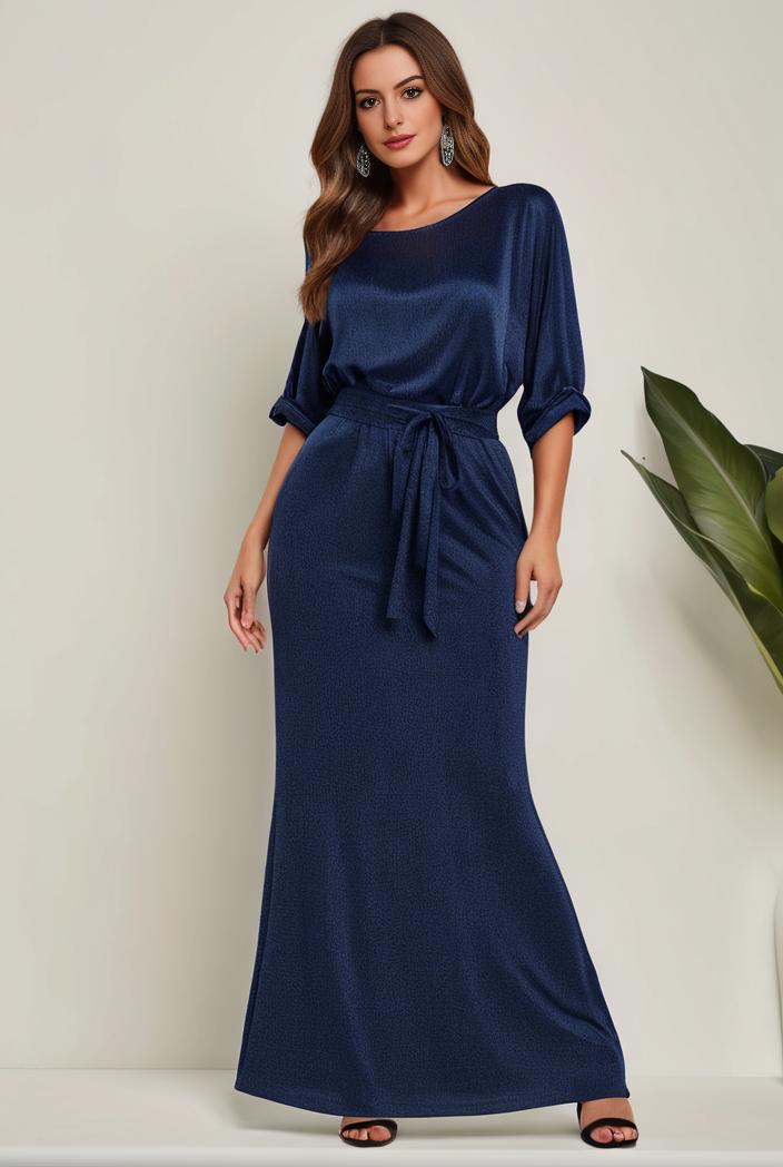 3 4 sleeve bodycon plunging back sequin evening dress 103105