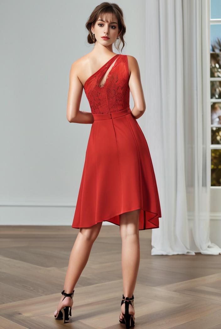 deep v neck lace chiffon bridesmaid dress with asymmetrical hem 104172