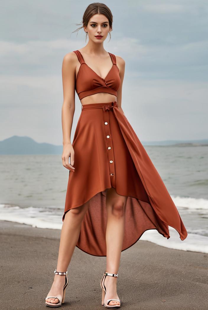 deep v neck lace chiffon bridesmaid dress with asymmetrical hem 104198