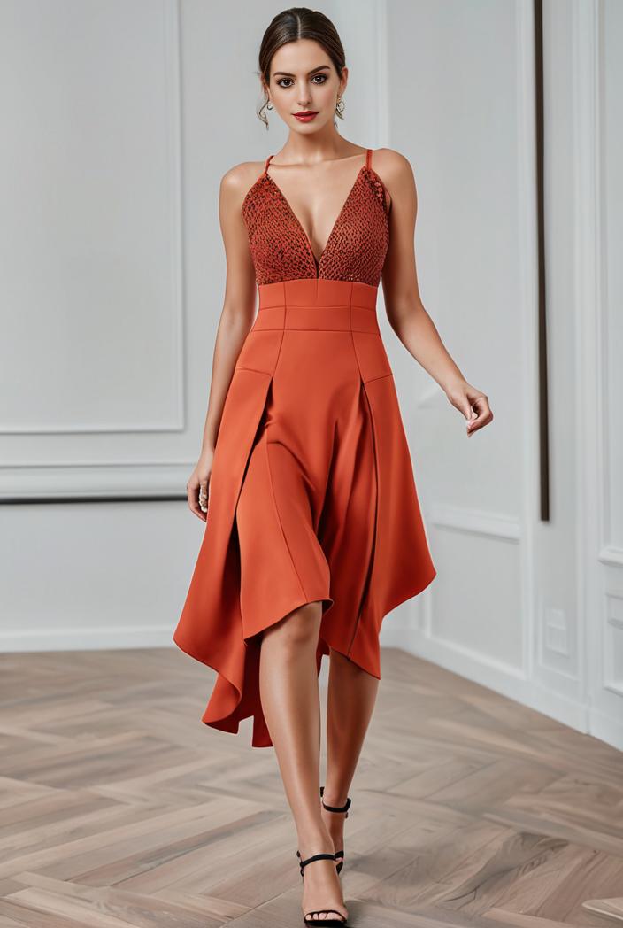 deep v neck lace chiffon bridesmaid dress with asymmetrical hem 104207