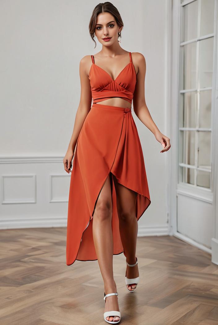 deep v neck lace chiffon bridesmaid dress with asymmetrical hem 104208