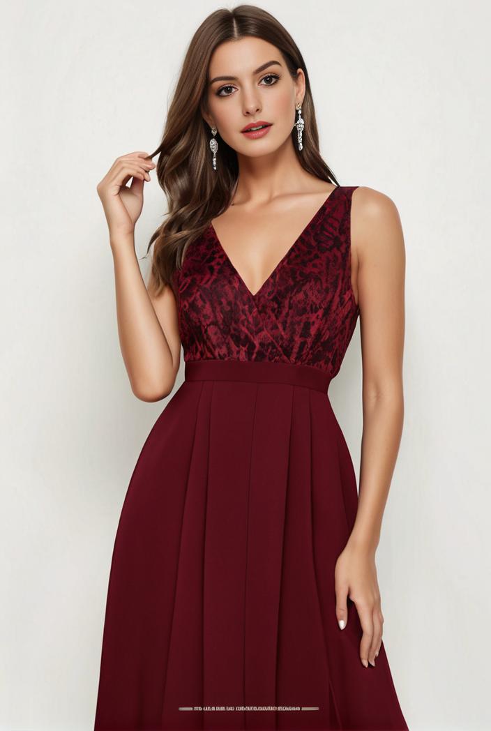 deep v neck lace chiffon bridesmaid dress with asymmetrical hem 104236