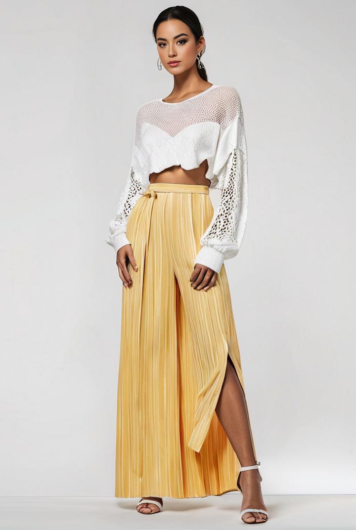 pleated high waist commuting temperament maxi dress 117706