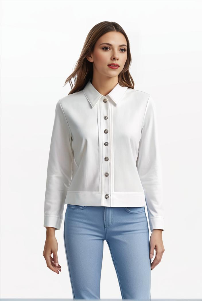 lapel denim coat with long sleeves and buttoned flap pockets stylish women s jacket 101338