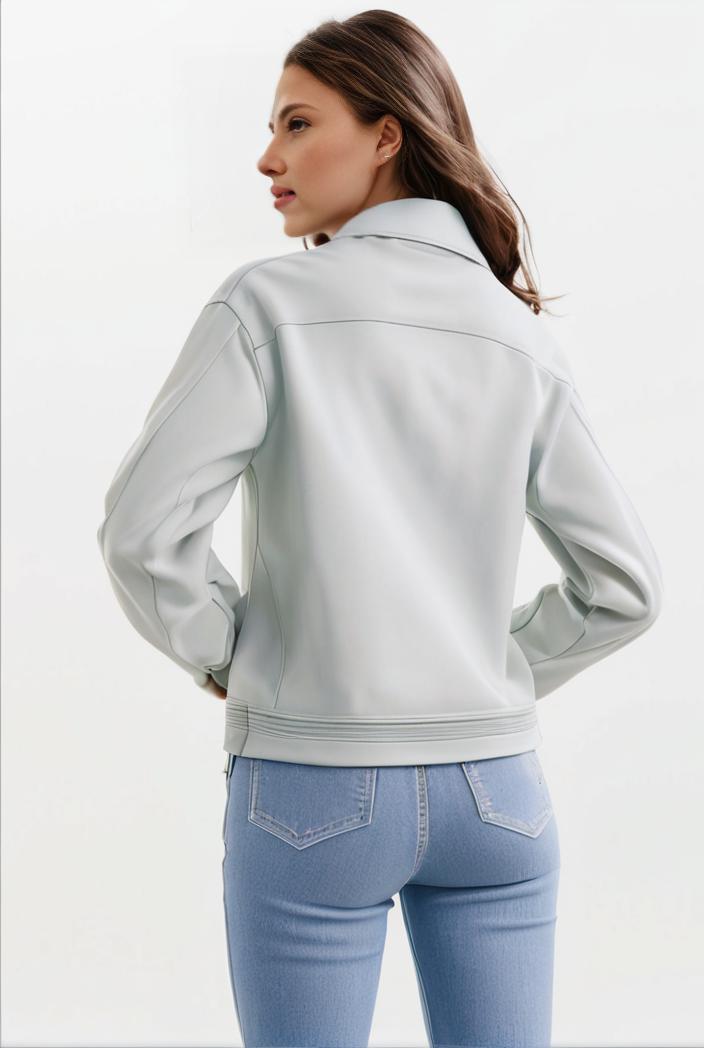 lapel denim coat with long sleeves and buttoned flap pockets stylish women s jacket 101357