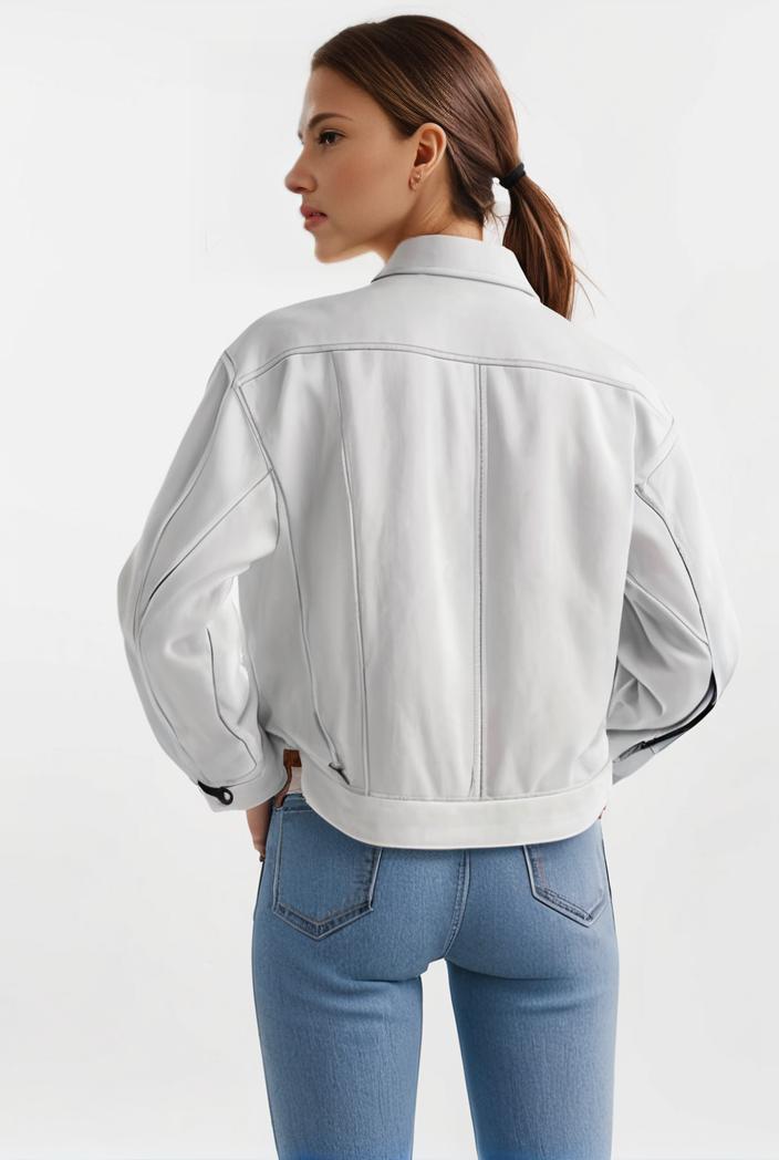 lapel denim coat with long sleeves and buttoned flap pockets stylish women s jacket 101356