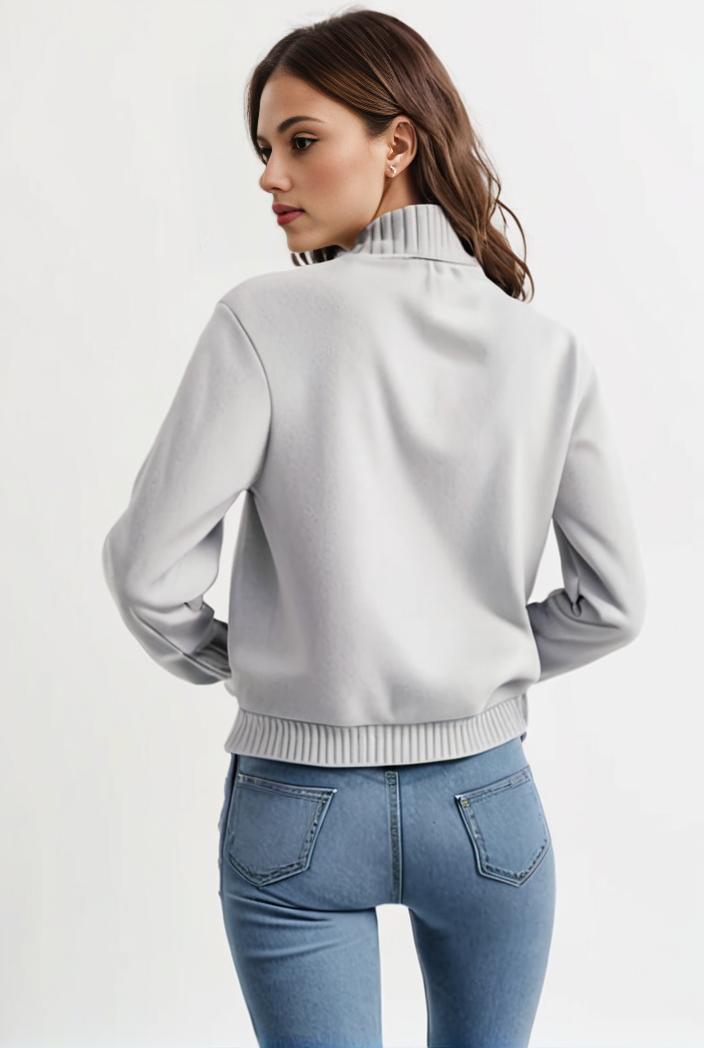 lapel denim coat with long sleeves and buttoned flap pockets stylish women s jacket 101359