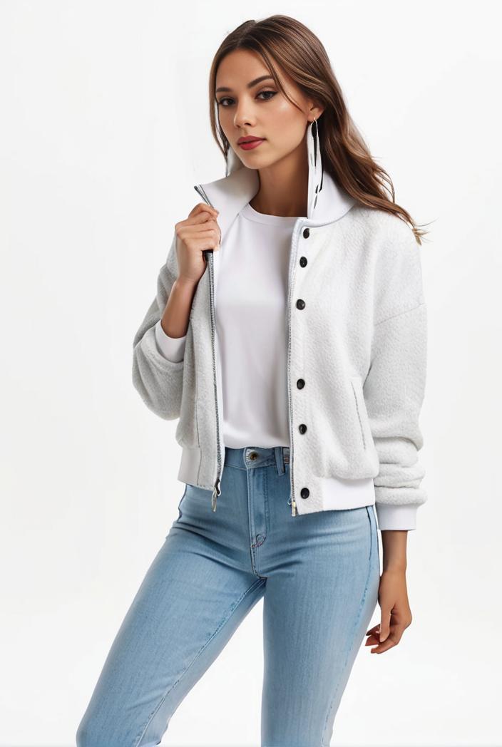 lapel denim coat with long sleeves and buttoned flap pockets stylish women s jacket 101363