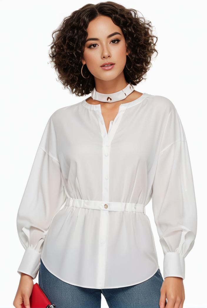 plus size casual blouse women s plus solid button up lantern sleeve turn down collar nipped waist blouse 118639