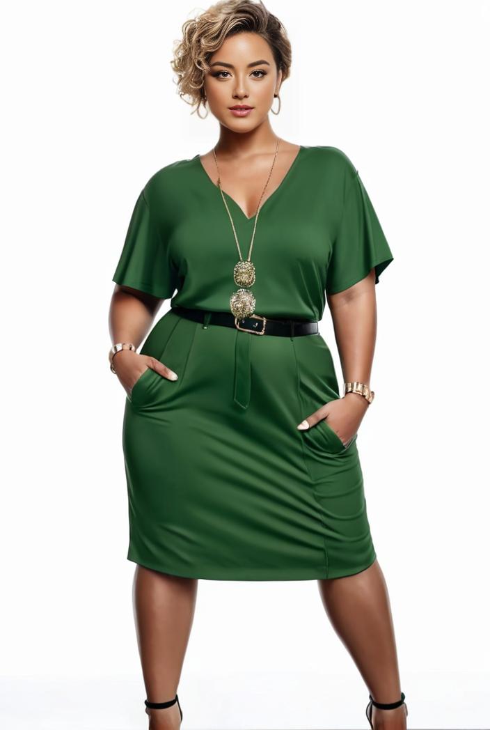 plus size faith letter print short sleeve midi dress with pockets women s plus slight stretch casual dress 118980