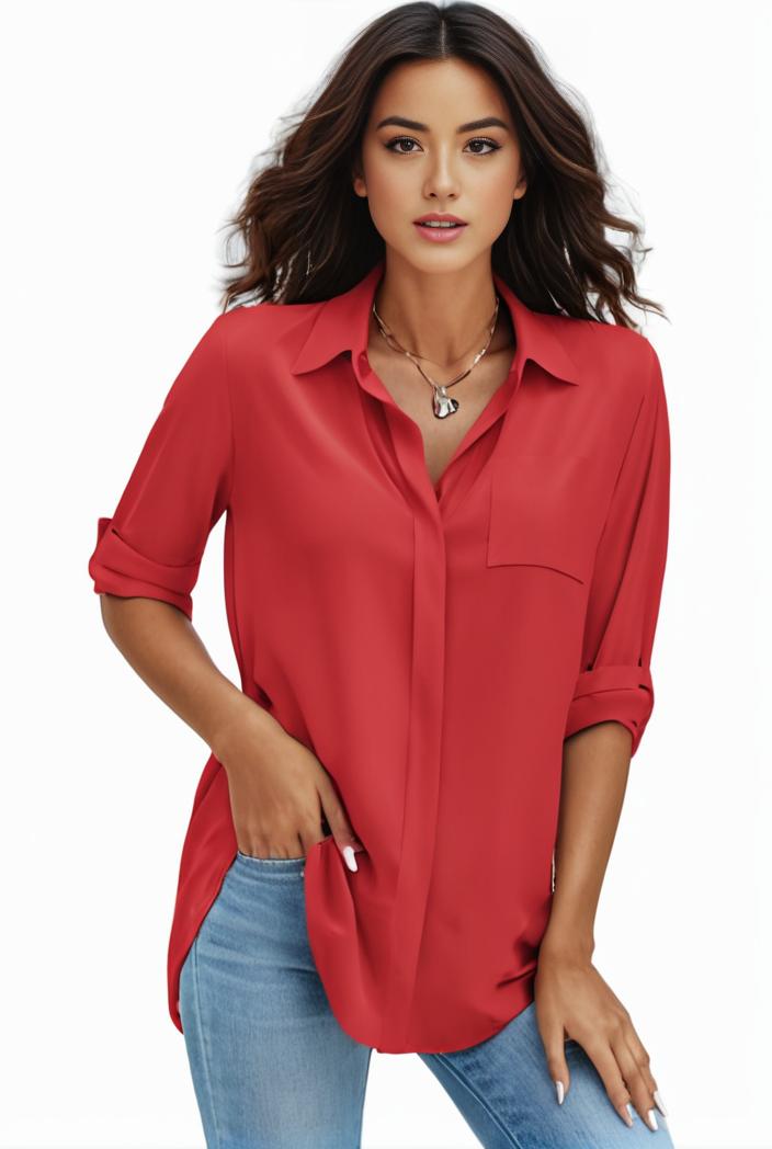 plus size formal shirt women s plus plain long sleeve turn down collar button up workwear shirt 119291
