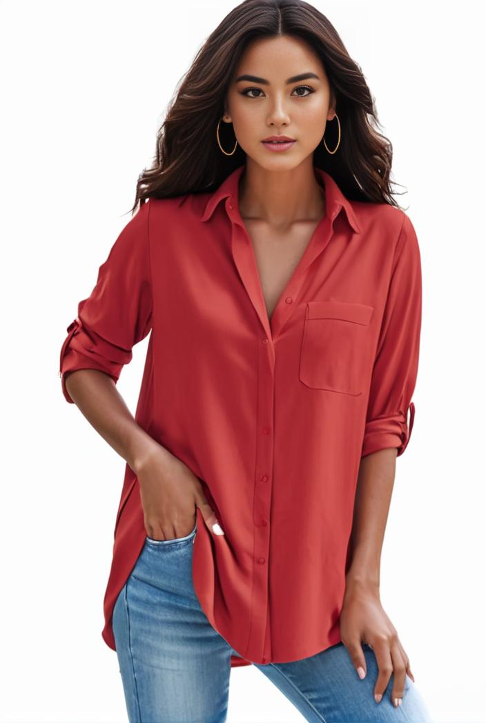plus size formal shirt women s plus plain long sleeve turn down collar button up workwear shirt 119292