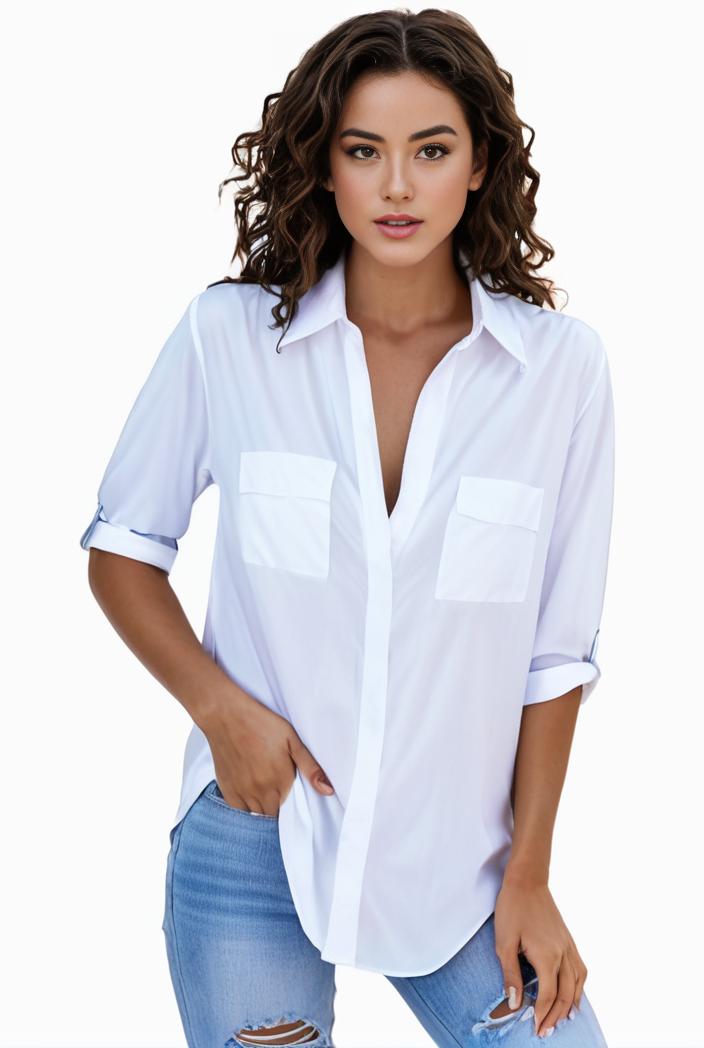 plus size formal shirt women s plus plain long sleeve turn down collar button up workwear shirt 119303