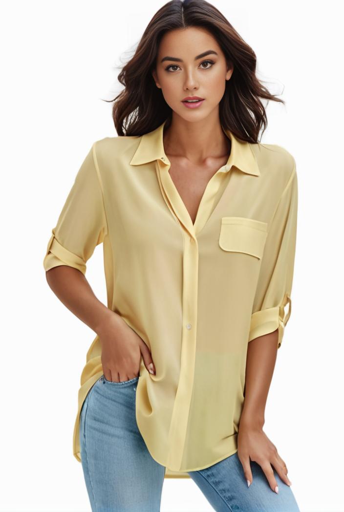 plus size formal shirt women s plus plain long sleeve turn down collar button up workwear shirt 119307