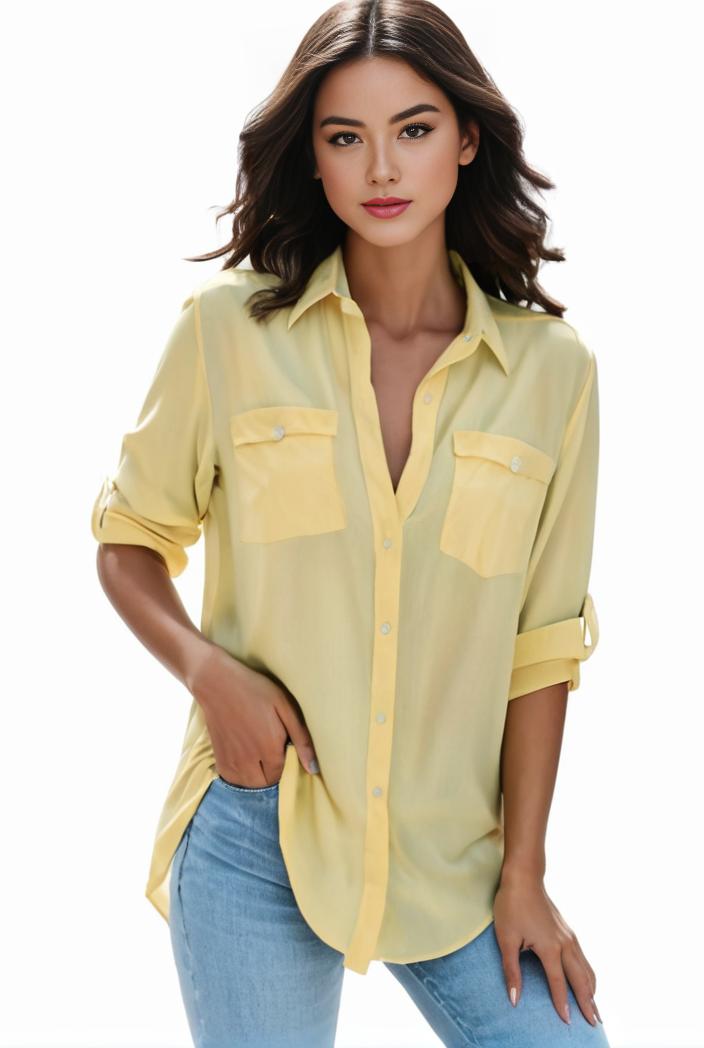 plus size formal shirt women s plus plain long sleeve turn down collar button up workwear shirt 119309