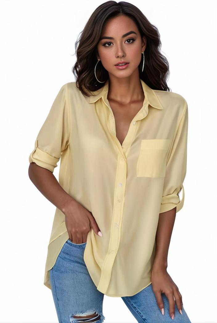 plus size formal shirt women s plus plain long sleeve turn down collar button up workwear shirt 119312