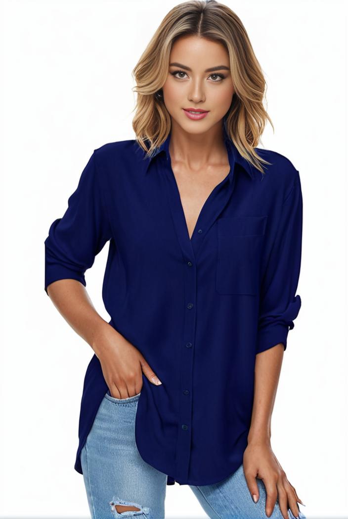 plus size formal shirt women s plus plain long sleeve turn down collar button up workwear shirt 119314