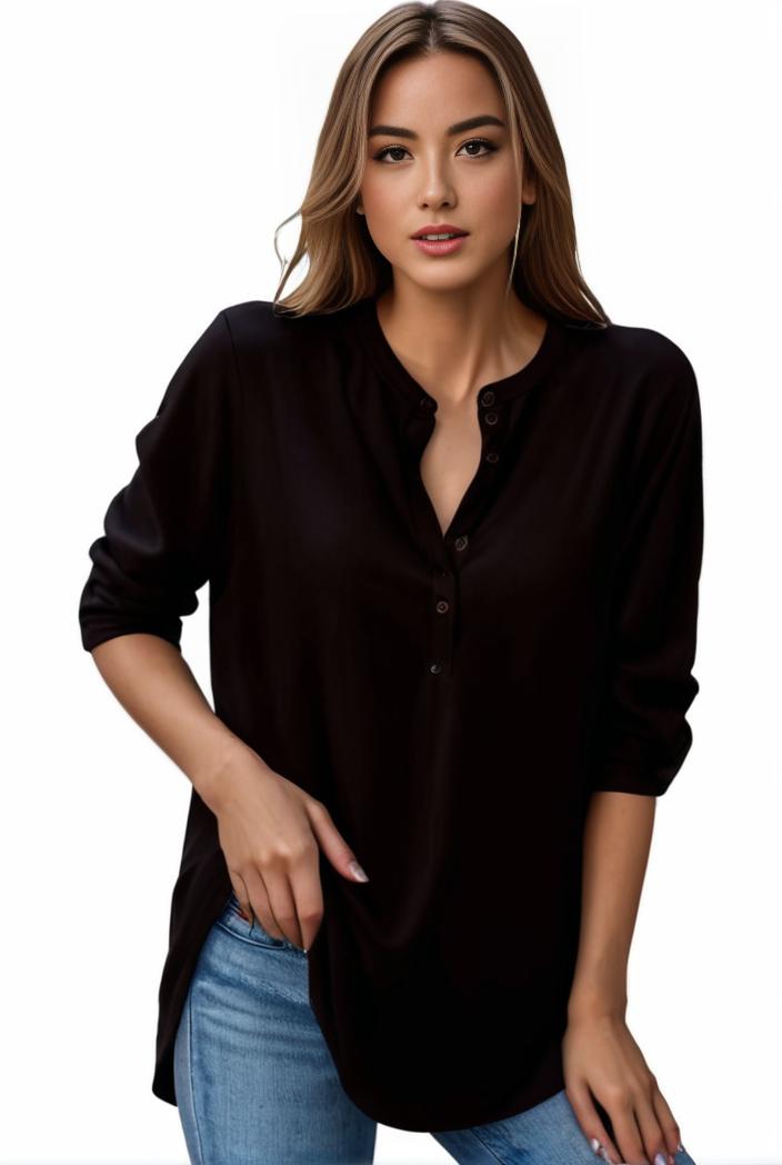 plus size formal shirt women s plus plain long sleeve turn down collar button up workwear shirt 119328