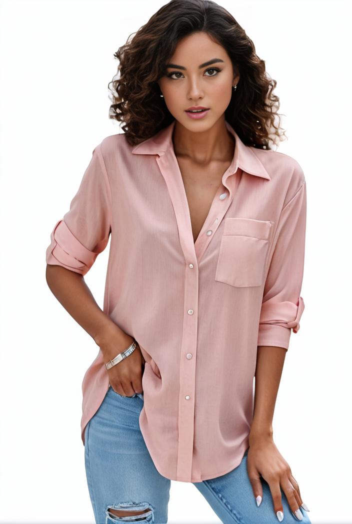 plus size formal shirt women s plus plain long sleeve turn down collar button up workwear shirt 119330