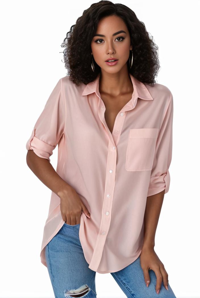 plus size formal shirt women s plus plain long sleeve turn down collar button up workwear shirt 119336