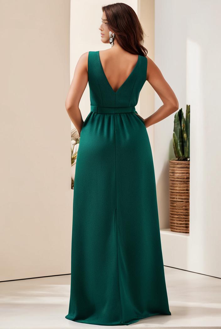 plus size shiny v neck side slit formal evening dress 120992
