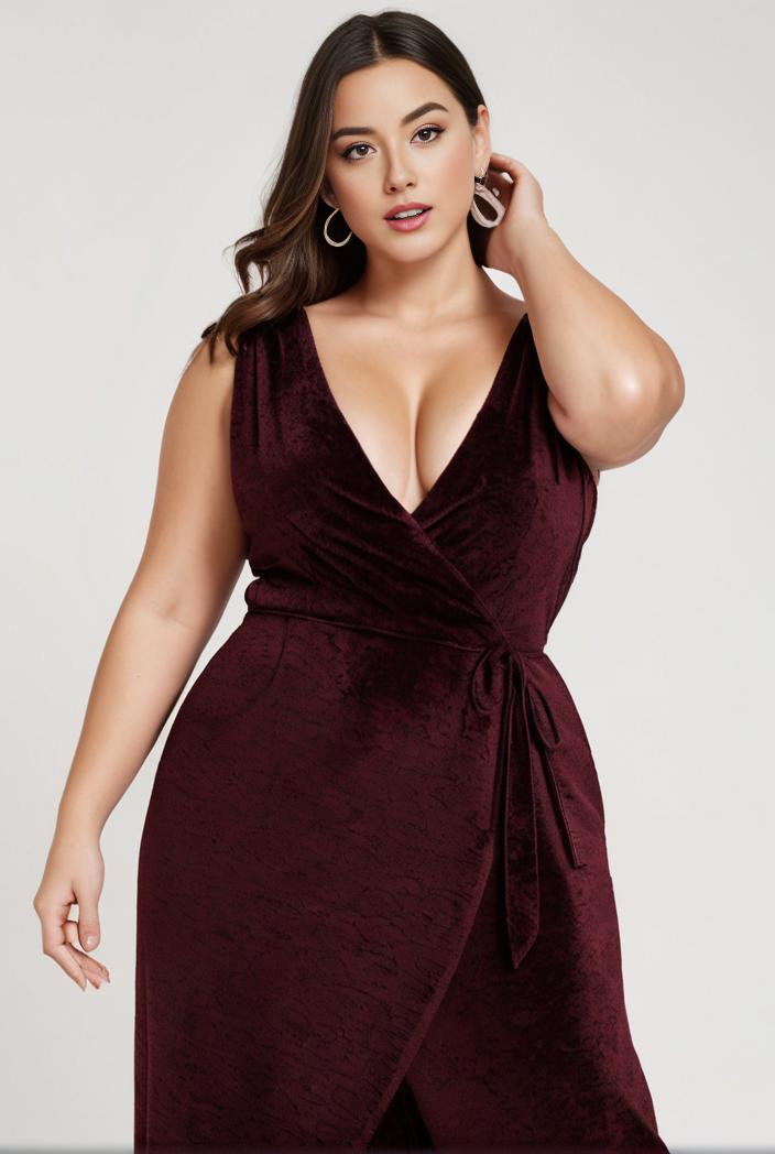 plus size shiny v neck side slit formal evening dress 121010